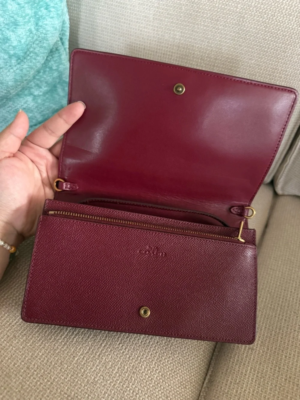 Coach Hayden Pebbled Leather Crossbody Wallet - Deep Red - Picture 4 of 8